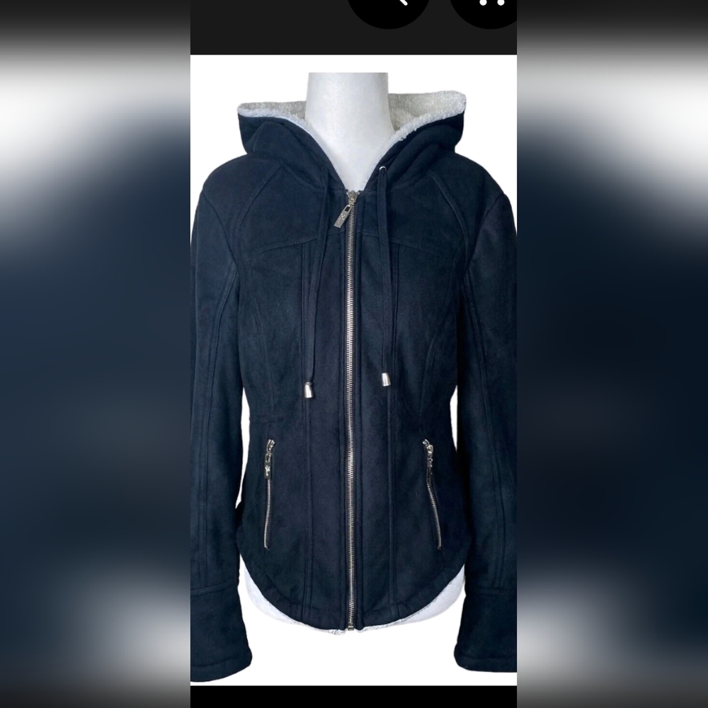 Guess Lenzie Elegant Black Utility Jacket with Zipper Detail